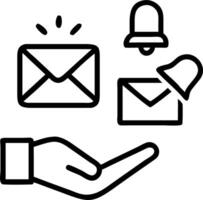 Email and task notification icons hovering around a hand representing smart notifications and digital alerts Set 2 vector