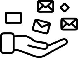 Email and task notification icons floating around a hand to represent smart notification systems in digital workflows vector