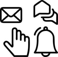 Email and task notification icons hovering around a hand representing smart notifications and digital alerts vector