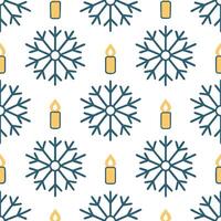 Elegant snowflake and candle seamless tile pattern with warm winter glow and frosty accents Set 3 vector