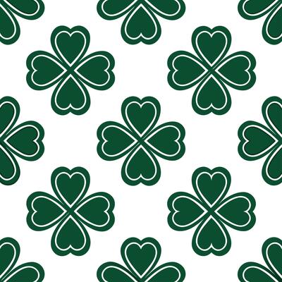 Elegant Irish symbols and clovers seamless tile pattern with rich green hues