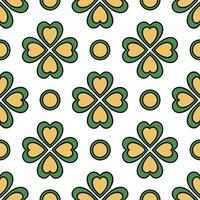 Elegant shamrocks and pots of gold seamless tile pattern with rich green and gold tones vector