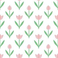 Elegant Easter tulips and hummingbirds seamless tile pattern with graceful spring motifs vector