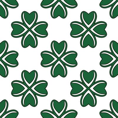 Elegant Irish clovers and Celtic knots seamless tile pattern with rich green tones