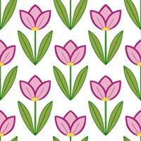 Elegant Easter orchids and tulips seamless tile pattern with rich spring hues Set 2 vector