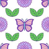 Elegant Easter hydrangeas and butterflies seamless tile pattern with rich spring tones vector