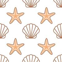 Driftwood and seashells seamless tile pattern with soft beach colors for a coastal inspired decor vector