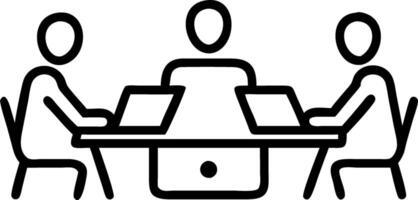 Diverse international executives work on project at boardroom meeting table using laptops multiracial team discussing project strategy working together in modern office vector
