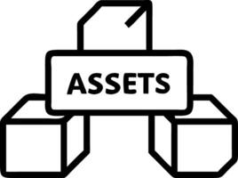 Digital cube blocks labeled Assets being arranged in an efficient layout representing resource management in business operations Set 2 vector