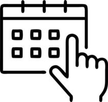 Digital Calendar A holographic calendar showing scheduled events or deadlines being selected by a hand vector