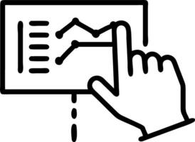 Data Analysis A hand interacting with dynamic graphs and data points displayed on a holographic interface vector