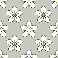 Delicate spring floral seamless pattern with fine lines and muted color palette for soft and tranquil designs vector