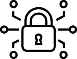 Data privacy lock glowing icon surrounded by digital data elements representing data privacy in a secure environment vector