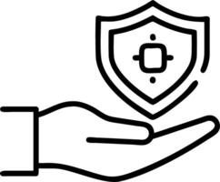 Cyber shield depicted by a hand holding a glowing shield icon symbolizing cybersecurity and protection in a digital defense scenario vector