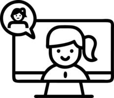 Cute African girl participates in distance learning via virtual online class conference with teacher tutor and peers studying together at home on computer Set 4 vector