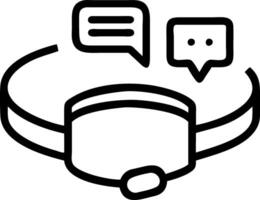 Customer support holographic headset with chat and call icons hovering around it in a service center Set 2 vector