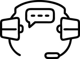 Customer Support A holographic headset with icons of chat and call hovering around it representing customer support in a digital support system Set 2 vector