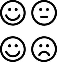 Customer emotions illustrated by a glowing set of smiley icons ranging from happy to sad representing various customer feelings in feedback vector