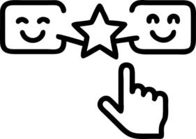 Customer feedback collection depicted by star ratings and smiley faces adjacent to a hand holding a feedback device or form for customer input Set 2 vector