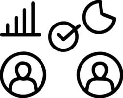 CRM dashboard represented by interactive floating icons for customer profiles engagement and performance metrics in a sales environment vector