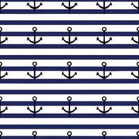 Create a seamless pattern featuring vintage stripes with a nautical theme in navy and white Set 7 vector