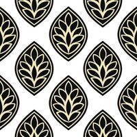 Create a seamless pattern featuring paisley motifs with Art Deco influences in black and gold vector