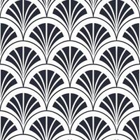 Create a seamless pattern featuring fan shaped motifs with intricate detailing in silver and navy vector