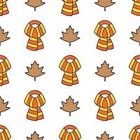 Cozy knitted scarf seamless tile pattern with autumn colors and textured details vector