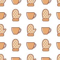 Cozy winter mittens and hot cocoa seamless tile pattern with warm textures and festive vibes vector