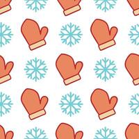 Cozy winter mittens and snowflake seamless tile pattern with warm textures and cool accents Set 2 vector