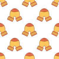 Cozy knitted mittens and scarves seamless tile pattern with autumn hues and textures vector