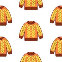 Cozy knitted sweater seamless tile pattern with autumn inspired colors and textures vector