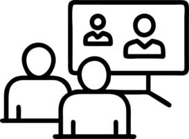 Corporate leader manager leads videoconference with diverse team businesspeople having digital group call conference working in office during online virtual meeting on PC com Set 2 vector