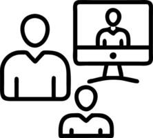 Corporate leader manager leads videoconference with diverse team businesspeople having digital group call conference working in office during online virtual meeting on PC com vector
