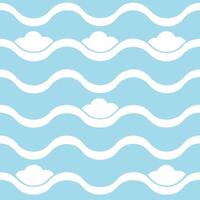 Cool ocean breeze seamless tile pattern with soft waves light clouds and refreshing summer air vector