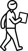 Confident Indian business man leader looking aside walking in office Busy professional businessman going in hallway holding digital tablet thinking of work plan using tab computer vector