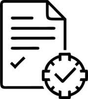 Concept depicting document review and quality control with a checkmark representing quality assurance process control auditing compliance verification data inspection and business vector