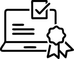 Concept illustrating certificate and compliance documentation with professional using laptop and digital certificate icon symbolizing compliance certification and online document v vector