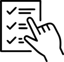 Compliance tracking depicted by a hand hovering over checkmarks symbolizing completed compliance tasks in a regulatory environment vector