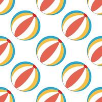 Colorful beach ball seamless tile pattern with vibrant hues and playful summer fun vibes vector