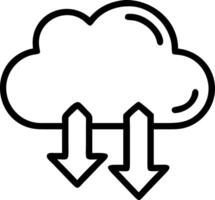 Cloud technology illustrated by a glowing cloud icon featuring download and upload arrows being handled by a business professional Set 3 vector