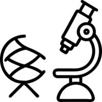 Close up of microscope with laboratory equipment and macro image of DNA in animated style representing innovative medical technology concept vector
