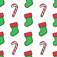 Charming Christmas stockings and candy canes seamless tile pattern with festive flair vector