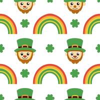 Charming leprechauns and rainbows seamless tile pattern with festive green tones vector