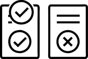 Checkmarks and cross icons being selected to approve or reject virtual documents representing digital approval vector