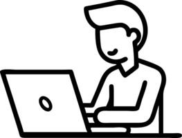 Busy professional business man company employee young male programmer businessman looking at computer thinking on online investment or software development using laptop working at vector