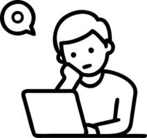 Busy professional business man company employee young male programmer businessman looking at computer thinking on online investment or software development using laptop working at Set 3 vector