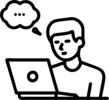 Busy professional African young business man company worker analyst happy Black male software developer typing on computer technology using laptop thinking working at office desk vector