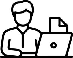 Busy middle aged professional business man using laptop computer reading document at work senior mature male manager executive working on laptop checking paper financial report in vector