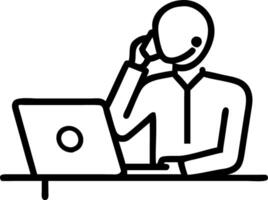 Busy middle aged business man talking on mobile phone working on laptop sitting at office desk Mature professional businessman executive making call on cell using computer communi vector